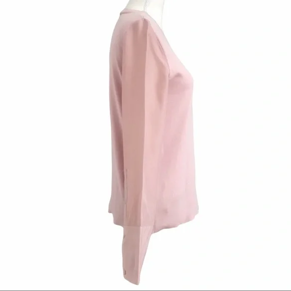 Cos BLUSH PINK COTTON & SILK WIDE SLEEVE CREW NECK BLOUSE - XS - Picture 2 of 10